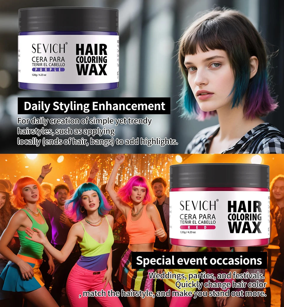 14 Farben Modische Farbige Haarwachs für Bart und Augenbrauen Haarfärbewachs für Männer und Frauen Temporäre Haarfärbung Einwegprodukte – Detail 5