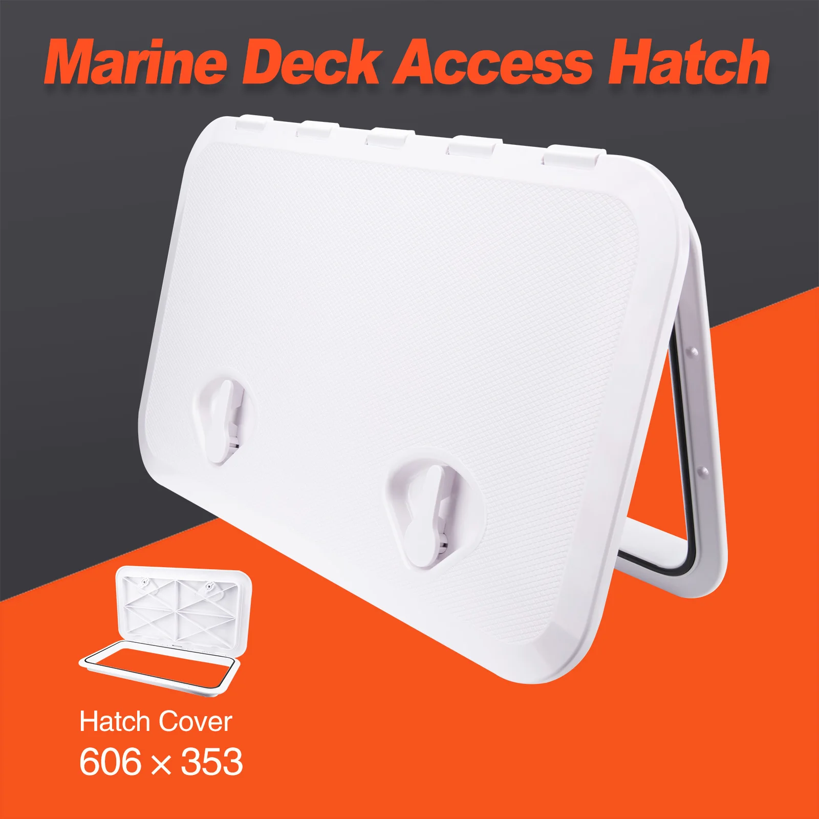 Marine-Deckzugangsluke 24 x 14 Zoll Weißer Rutschfester Deckel 180° °   Öffnungen für Boote, Yachten und Wohnmobile