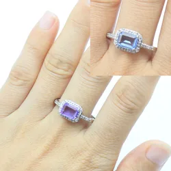 Buy 4 Get 1 Free 19x8mm Lovely Cute Color Changing Alexandrite Topaz Zultanite White CZ Woman's Engagement Silver Rings