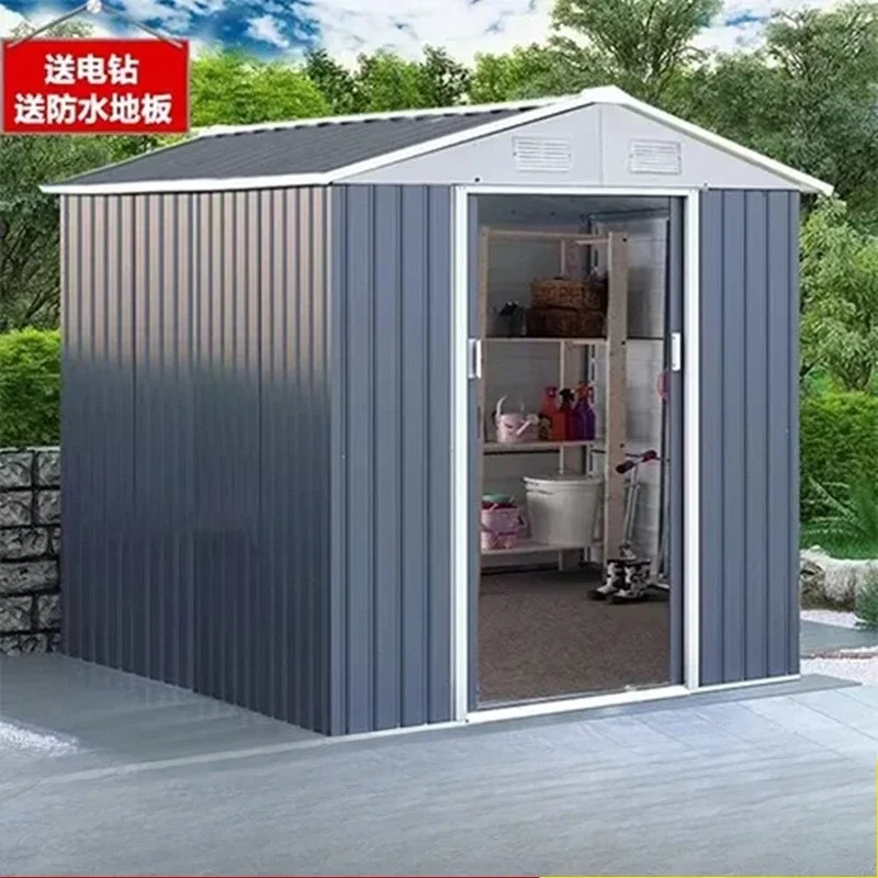 8.5X6.4 FT Outdoor Storage Shed Garden Metal Shed with Lockable Door Outdoor Large Shed for Tool, Garbage Can, Bike