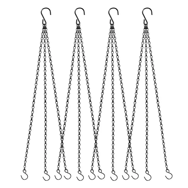 ABKY-Adjustable 4 Pack 24 Inch Metal For Hanging Basket Chain With Hooks, Flower Pot Planter Chain For Hanging Plants Outdoor