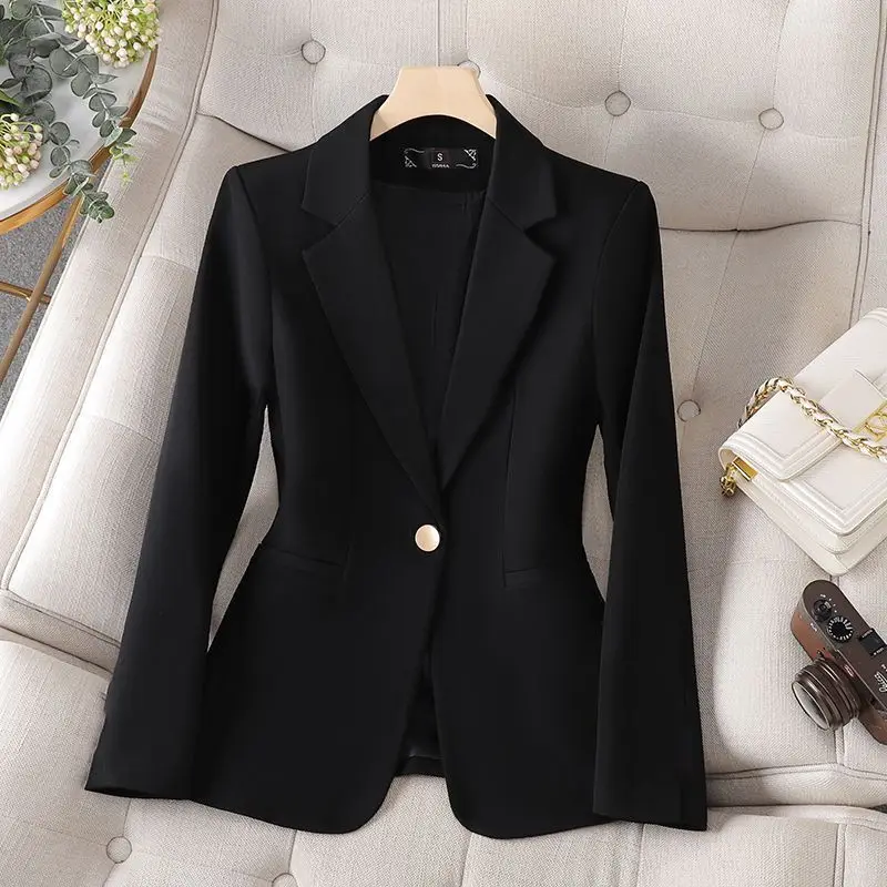 

Milk White Women's Suit Jaet Casual Ele Spring Autumn New Sle Long Sve Button Closure Lady's