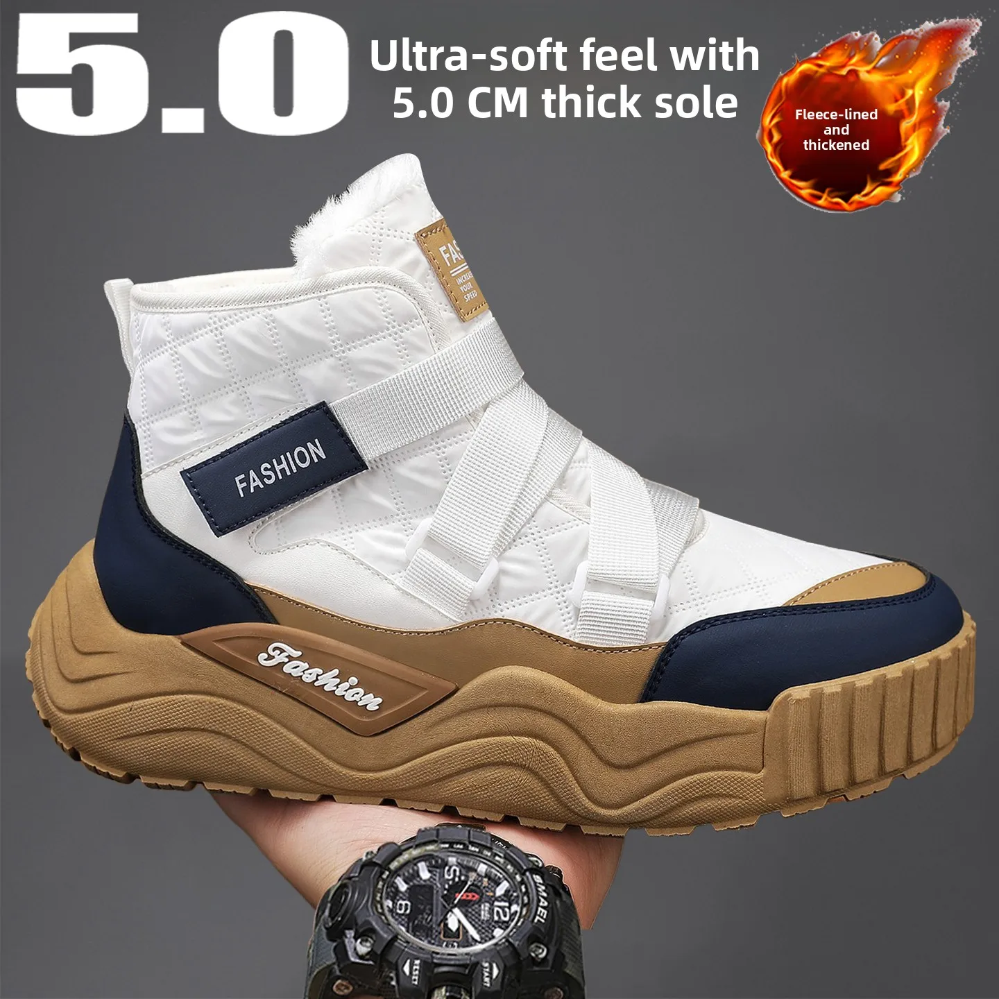 

Northeast Men's Winter Snow Boots Thiened Fce Outdoor Casual oes Waterproof Cold Proof Warm Cotton oes for Sports