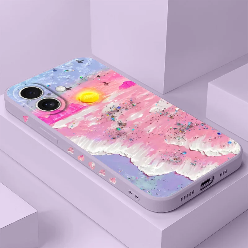 

Purple Beach Phone Case For iPhone 16 16e 15 14 13 12 11 X XR XS Plus Pro Max Mini Silicone Cover