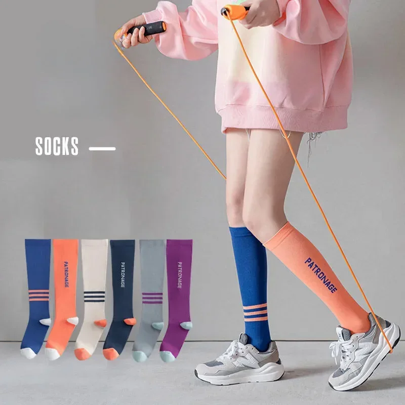 Compression Sports Middle Tube Socks Women Fashion Fitness Elastic Slimming Leg Calf Sock Yoga Muscle Energy JK Knee High Socks