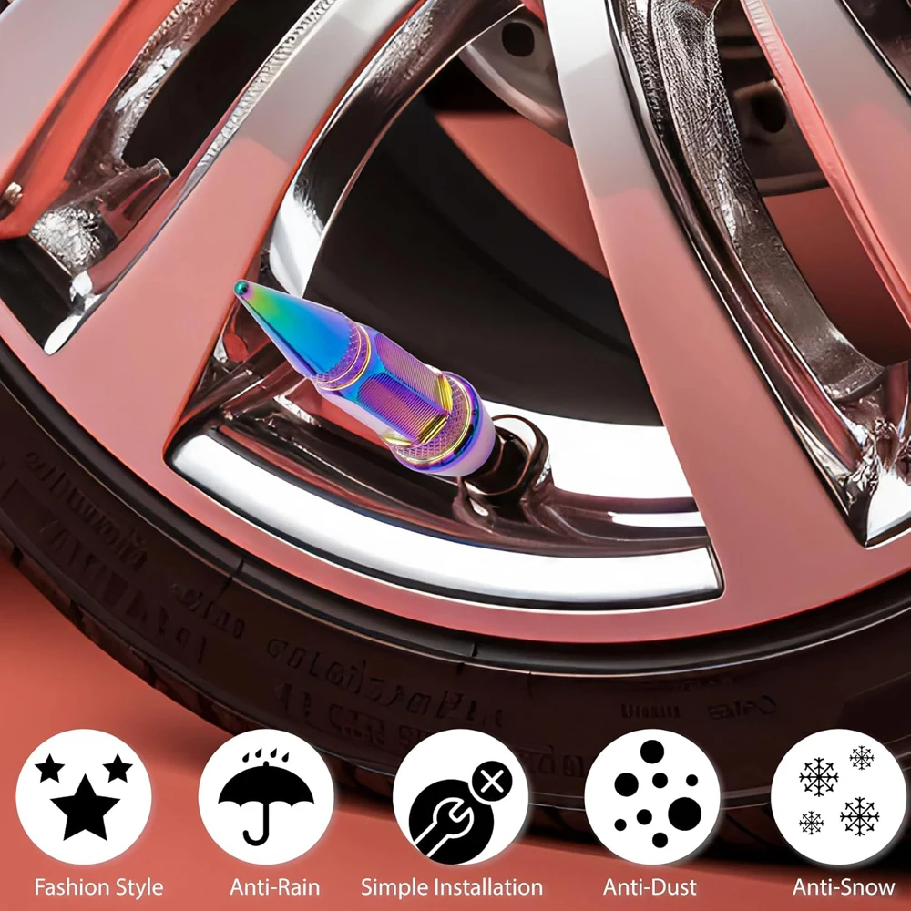 4PCS Tire Valve Stem Caps Aluminium Alloy Dustproof Tire Valve Stem Covers for Cars, SUV, Trucks, Bikes, Motorcycles, Bicycles