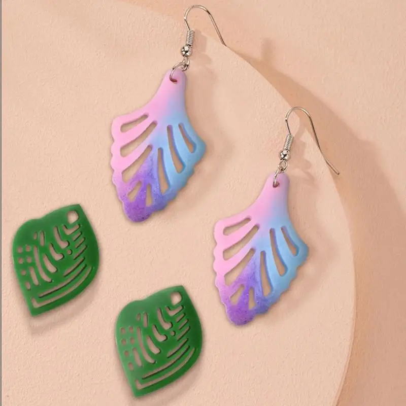 T5UF Leaves-shaped Earring Combination Earring Mold Epoxy Resin Jewelry Mold Resin Casting Pendant Mold Suitable