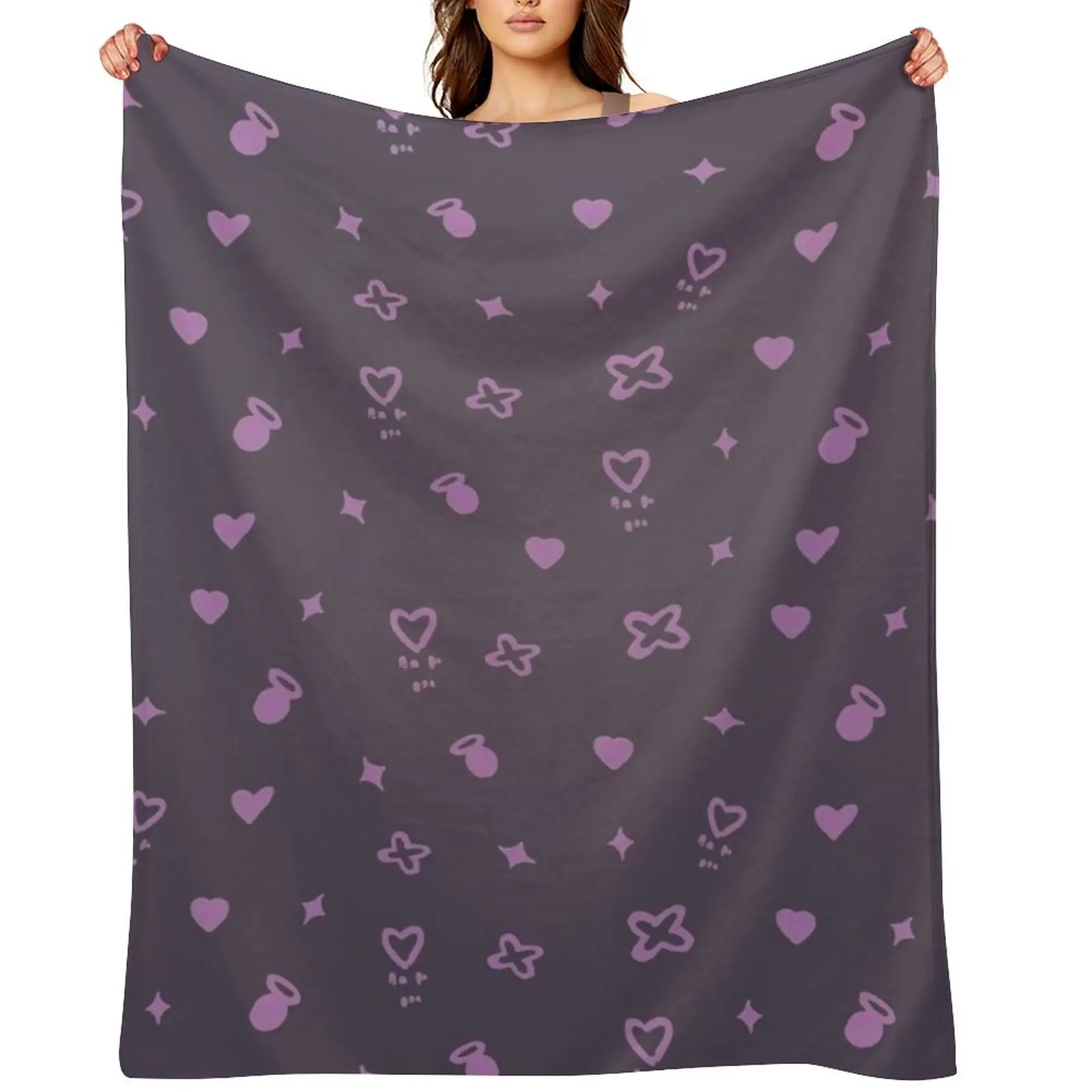 

Ninomae Ina nis inanis purple tentacle girl pattern Throw Blanket Thin manga Hairy Nap Blankets