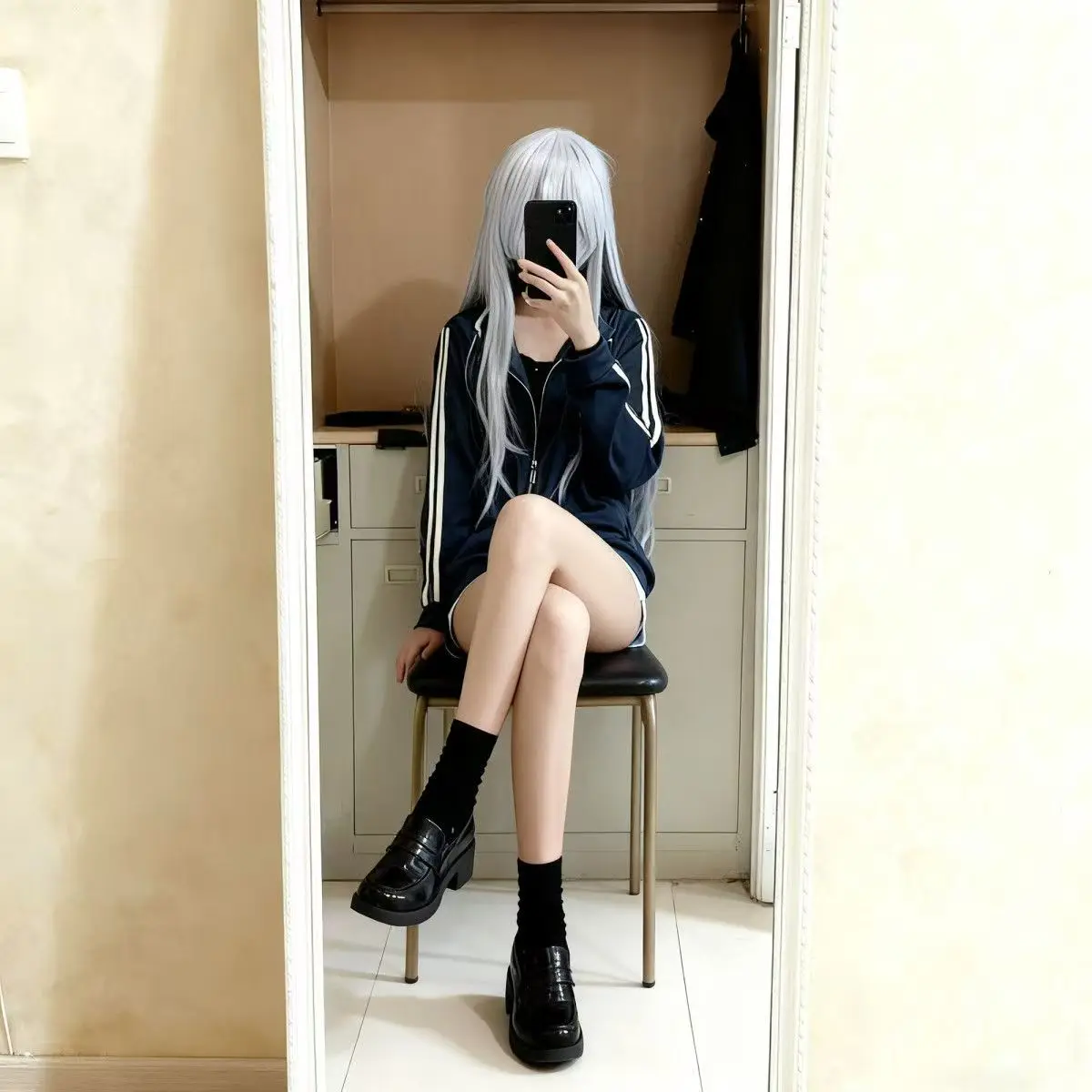 

Versatile Kanade Yoisaki Cosplay Outfit - Patchwork Stand Collar Coat, Hoodie and Shorts Set for Daily & Cos Use