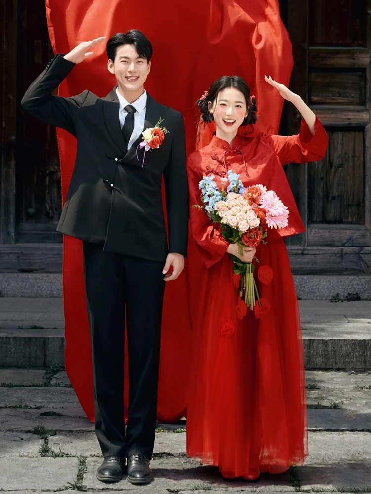 

Chinese Sle Wedding Dr Set Pregnant Bride Red Engagement Suit Large Size Fat MM Homecoming Casual Wear