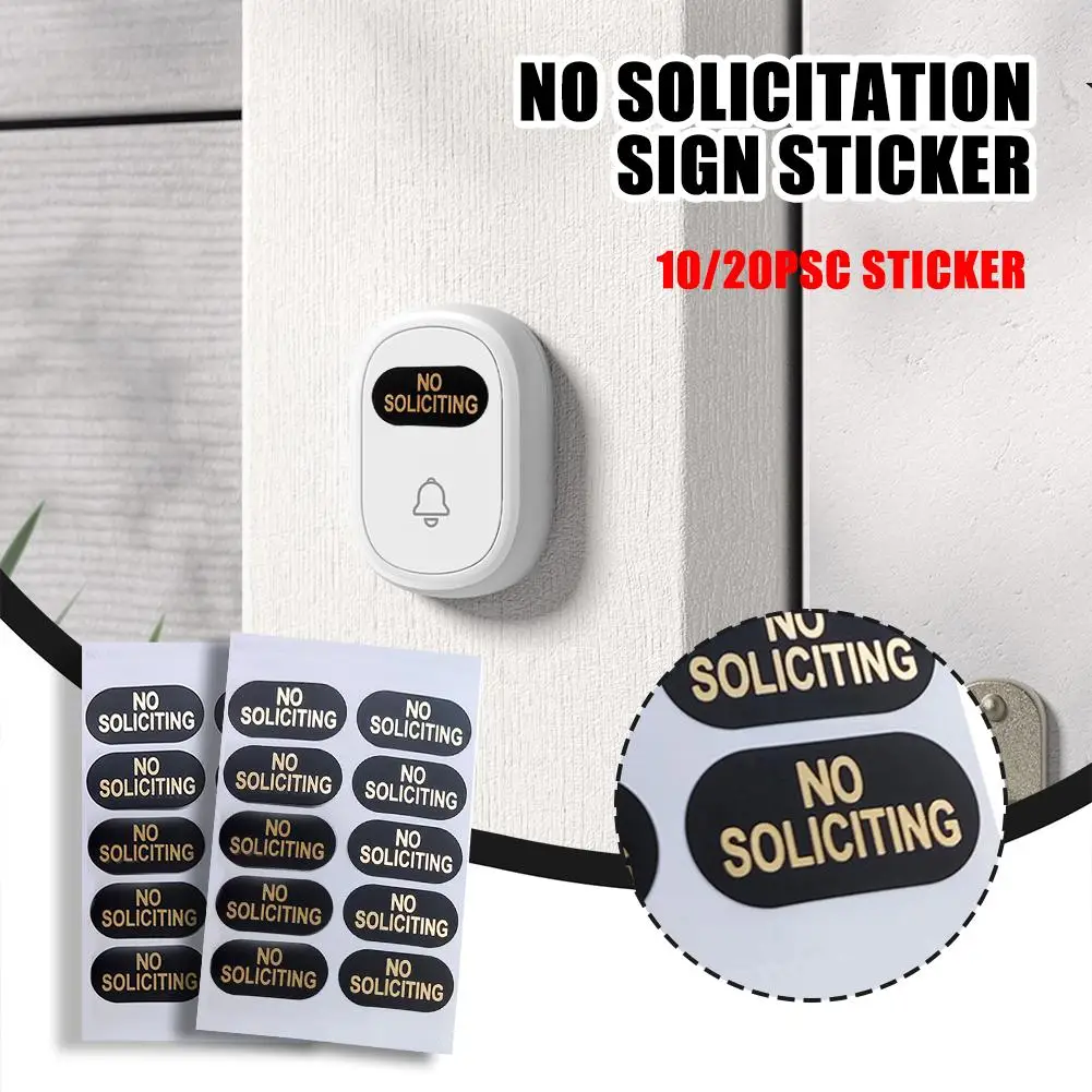10pcs/20pcs No Soliciting Sign For Home Tiny Size Weatherproof Sticker For Video Doorbell, Front Door, Wall, Window