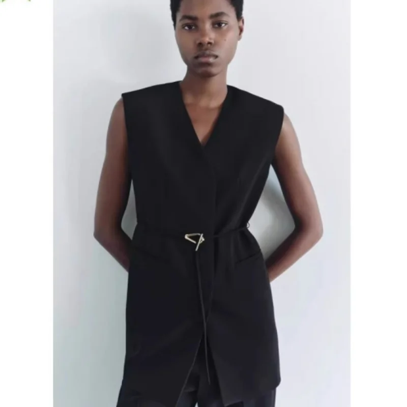 

Fall Season Vest Straight Leg Pants with Belt V Ne Versatile Sle 2024 Autumn Collection Belted Closure Other Material 00%