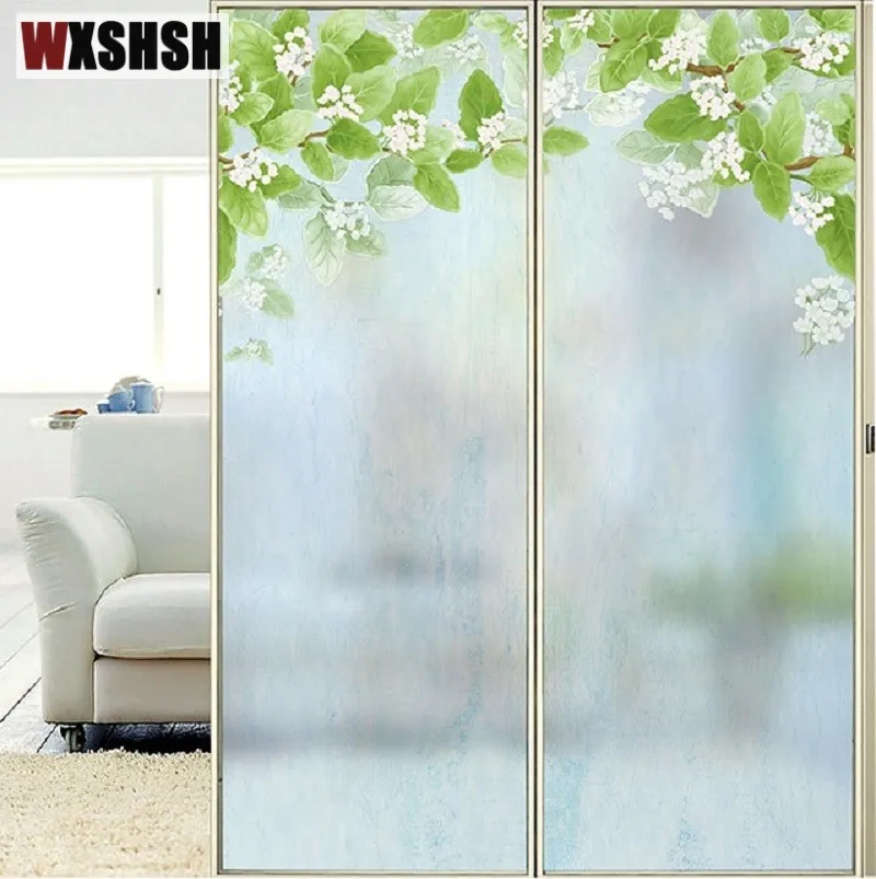 Electrostatic Window Film Osmanthus Pattern Film for the table Privacy Home Decorative PVC Stained Glass Foil For Window Door