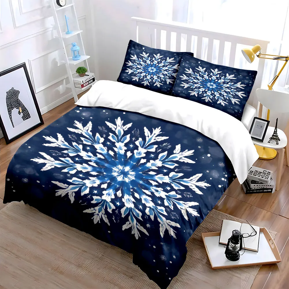 Winter Snowflake Three-Piece Set Multiple sizes kid's and adults' bedroom Exquisite 3PC bedding set, gift