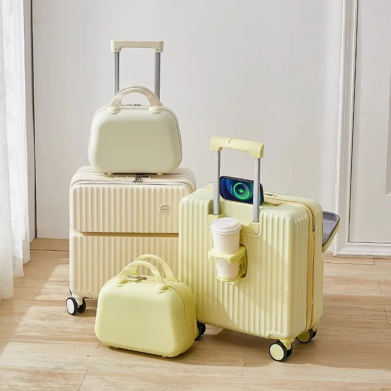 

18-дюймовый дорожный чемодан, набор передних открытых чехлов на колесиках, чехол на колесиках с паролем, чемодан на колесиках с подстаканником