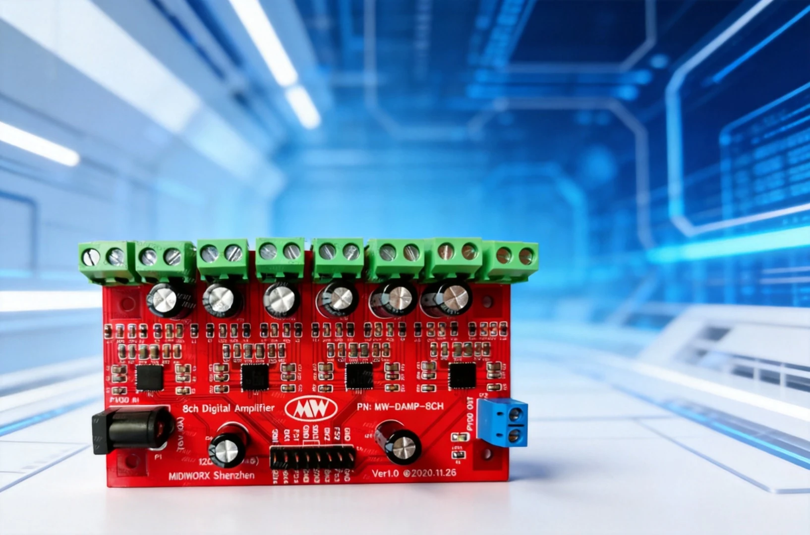 8-channel Bluetooth-compatible Digital Class D Power Amplifier (200W) DSP + Ssm3582