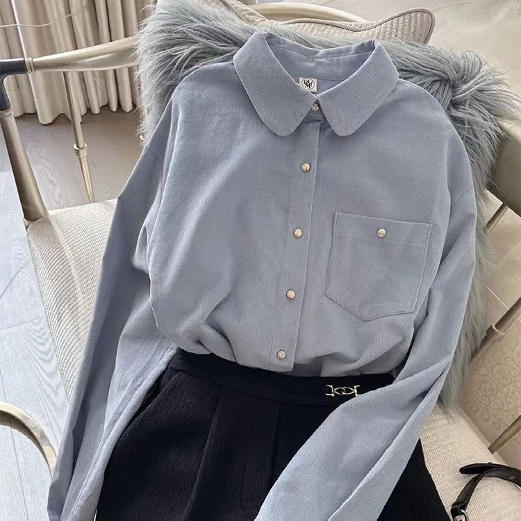 

Long Sleeve Shirts Womens Satin Button Down Lantern Sleeves Pleated Hem Polka Dot Feminine Retro French Style Spring Clothing