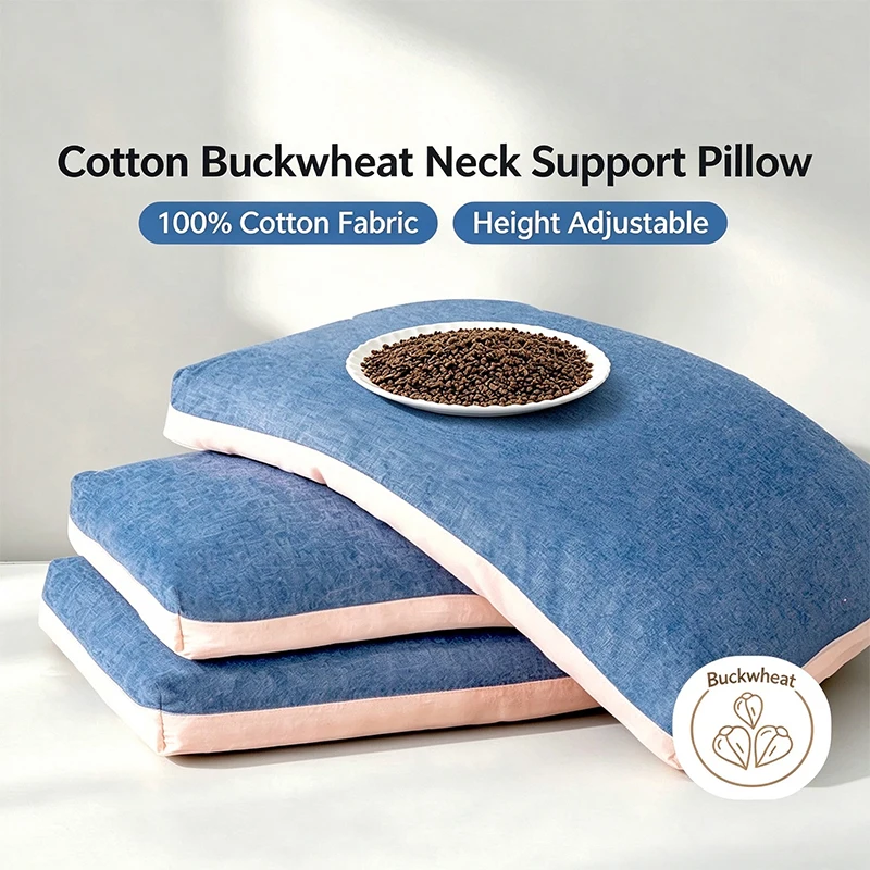 1/2PCS Buckwheat Neck Pillow, Pure Buckwheat Husk Fill, Cotton Cover, Soft Skin-friendly, Cervical Support, Eco-friendly Pillow