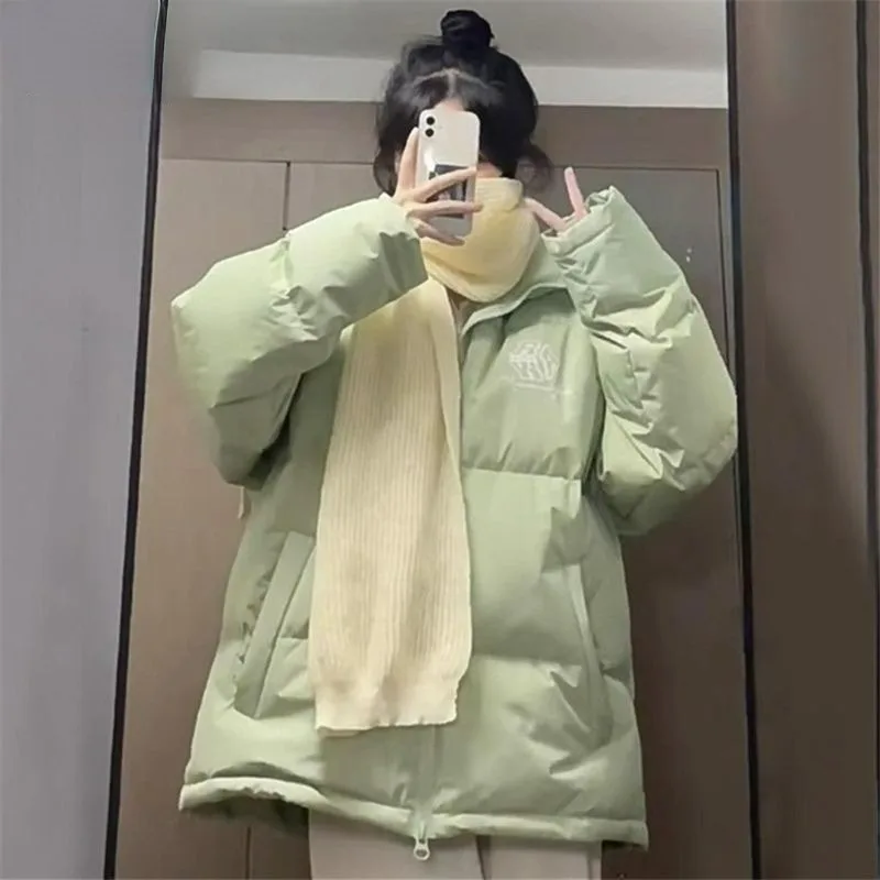 

2023 New Women Down Cotton Coat Winter Jacket Female Short Versatile Parkas Loose Thick Outwear Solid Color Hooded Overcoat