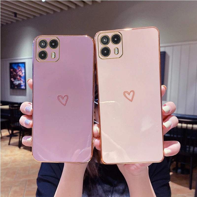 MotorolaG50 Love Heart Plating Silicone Phone Case On For Mototola Moto G50 5g MotoG50 MotorolaG 50 Luxury Girl Woman Used Cover