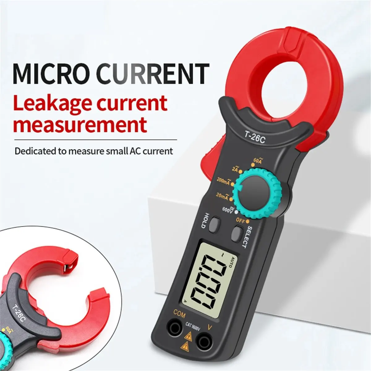 618 Mega Sale T-26C Digital Clamp Meter Professional Leakage Current Test 20mA-60A Leakage Detection Current 0.01A Auto Range