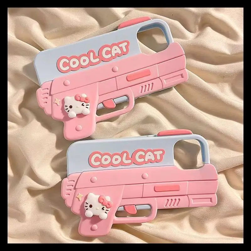 Sanrio Cool Hello Kitty Shooting Style 3D Cartoon SiliconSoft Phone Case for IPhone 12 Pro 13 14 Pro Max 15Pro 11 13 Pro Max