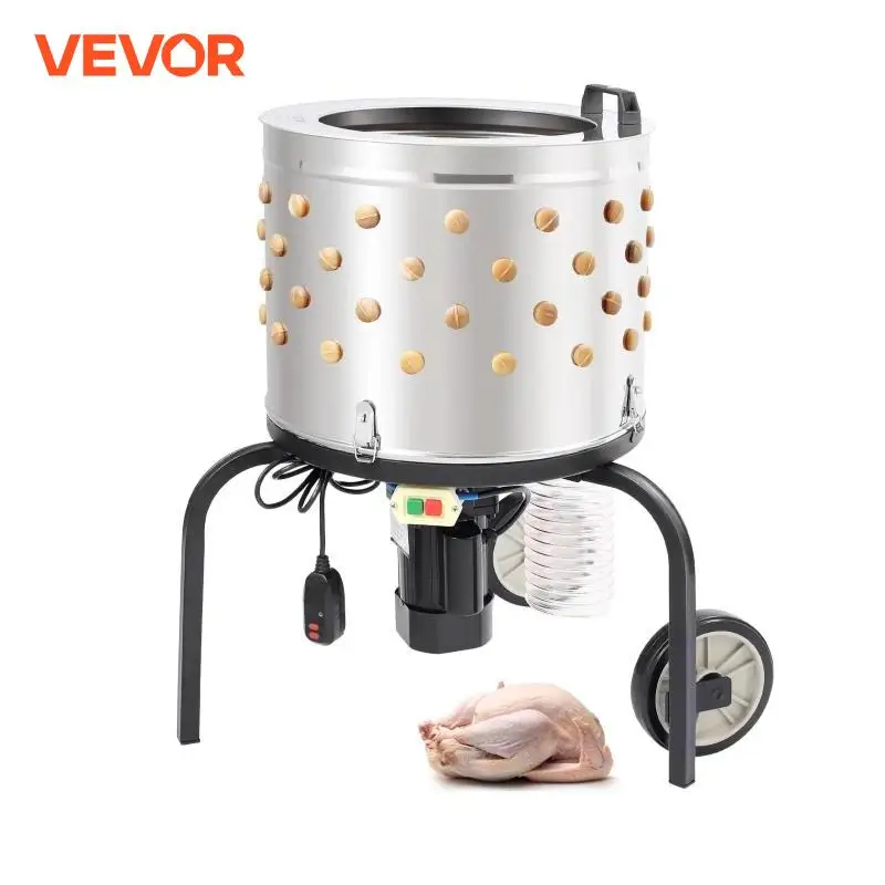 VEVOR Chicken Plucker Machine 20inch Diameter Stainless Steel Drum 108 Soft Fingers 500W Poultry Plucking Debris Collection