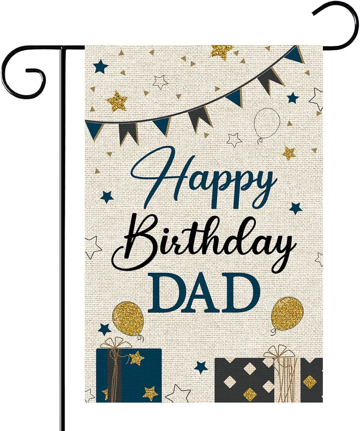 Father Birthday Burlap Garden Flag, Double Sided, 18 x 12 inches, Reusable, Unique Design, for Outdoor Party Decorations