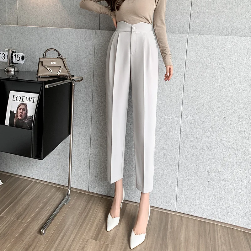 

2023 Suit Pants for Women Autumn and Winter New Loose Drooping Straight Skinny Trousers High Waist Cropped Casual Trousers for W