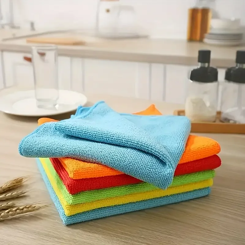 3/5/10pcs Microfiber Cleaning Cloths Super Absorbent Multi-Purpose Dishwashing Towels for Kitchen Bathroom & Household Cleaning