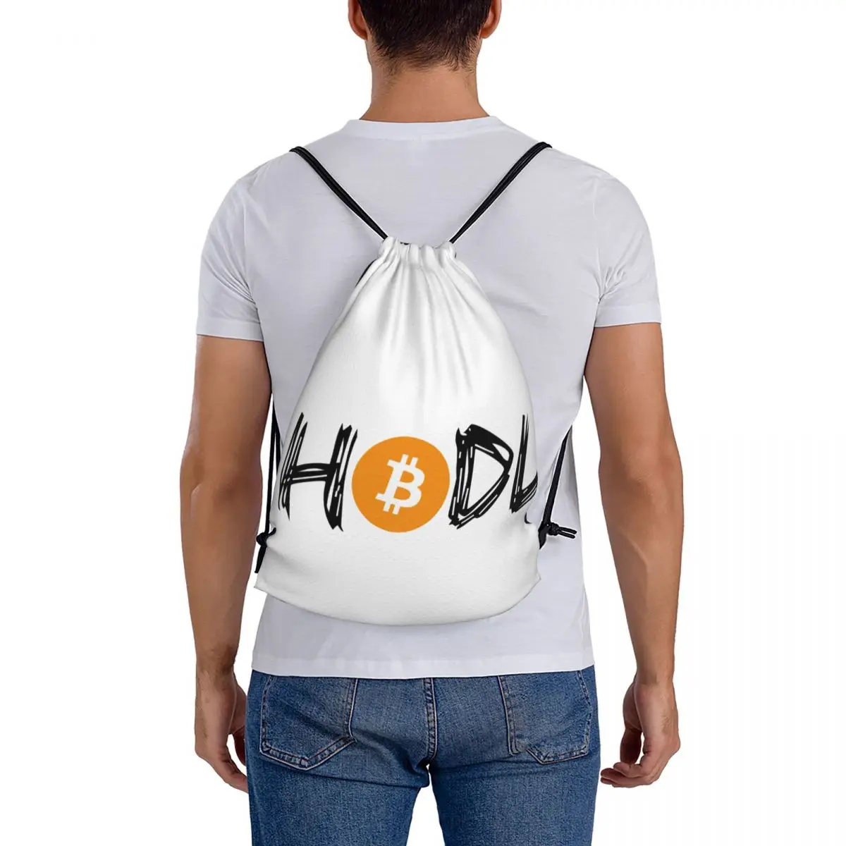 Mochila con cordón gráfico Humor, bolso de gimnasio HODL Bitcoin BTC Crypto BTFD, mochila con cordón gráfico