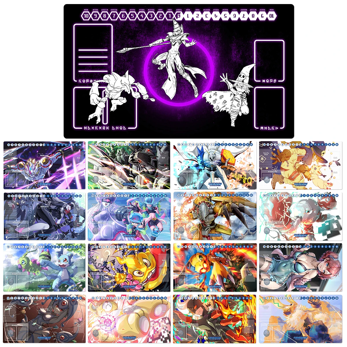 Digimon Playmat Lady Devimon War Greymon Siriusmon Numemon Veemon DTCG TCG CCG Trading Card Game Mat Mouse Pad Rubber & Free Bag