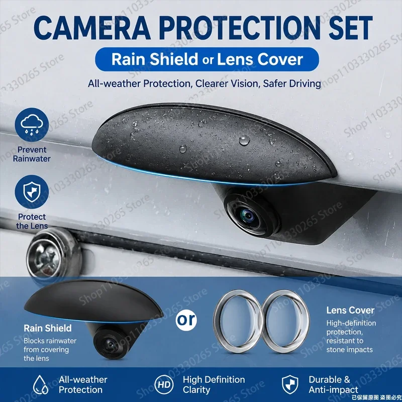 

Car Backup Camera Protection Kit, Rainproof Shield or Anti-Impact Lens Cover, No Image Quality Loss, Easy Install