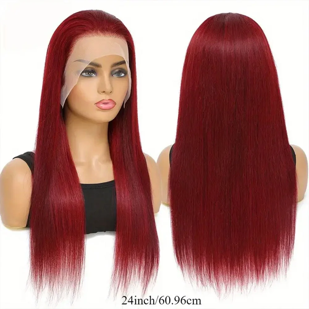 99J Burgundy Lace Front Wigs Human Hair Pre Plucked Hairline 200Density 13×4 Transparent Wig For Women Human Hair With Baby Hair