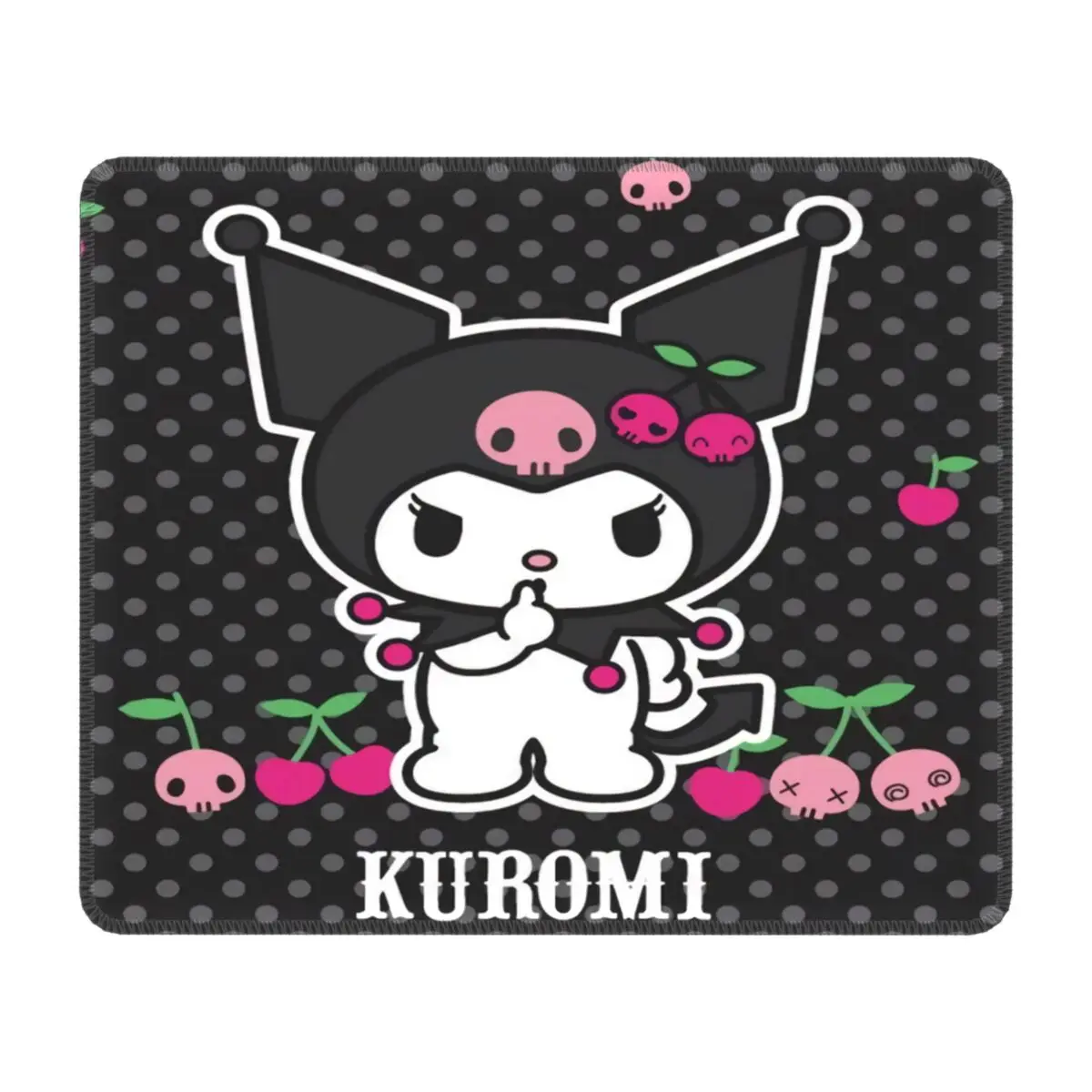 Custom Kuromi Cartoon Cat Mouse Pad with Locking Edge Comfortable PC Gaming Mousepad Non-Slip Rubber Base Desk Computer Mat