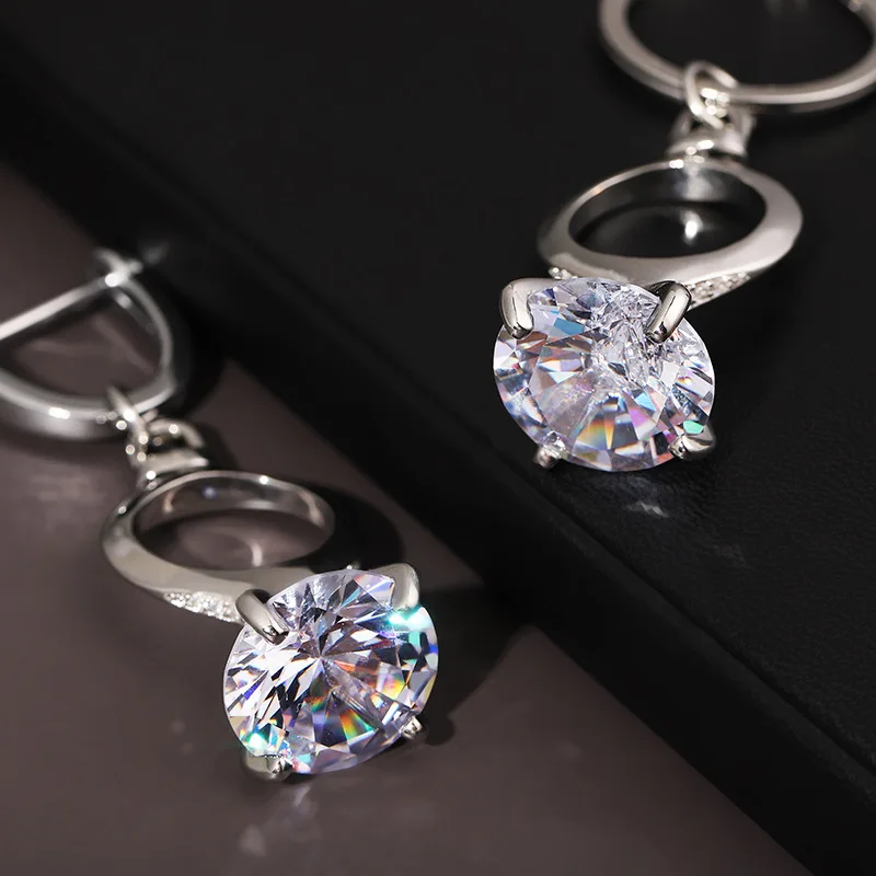 diamond ring keychain Wedding Engagement Valentine Day Crystal Key Ring Christmas Party Favors Festive Party Supplies
