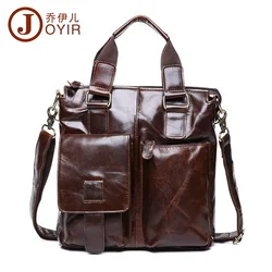 Maleta de couro genuíno para homens, bolsa de ombro vintage, bolsa masculina, bolsa de mensageiro portátil, bolsa crossbody