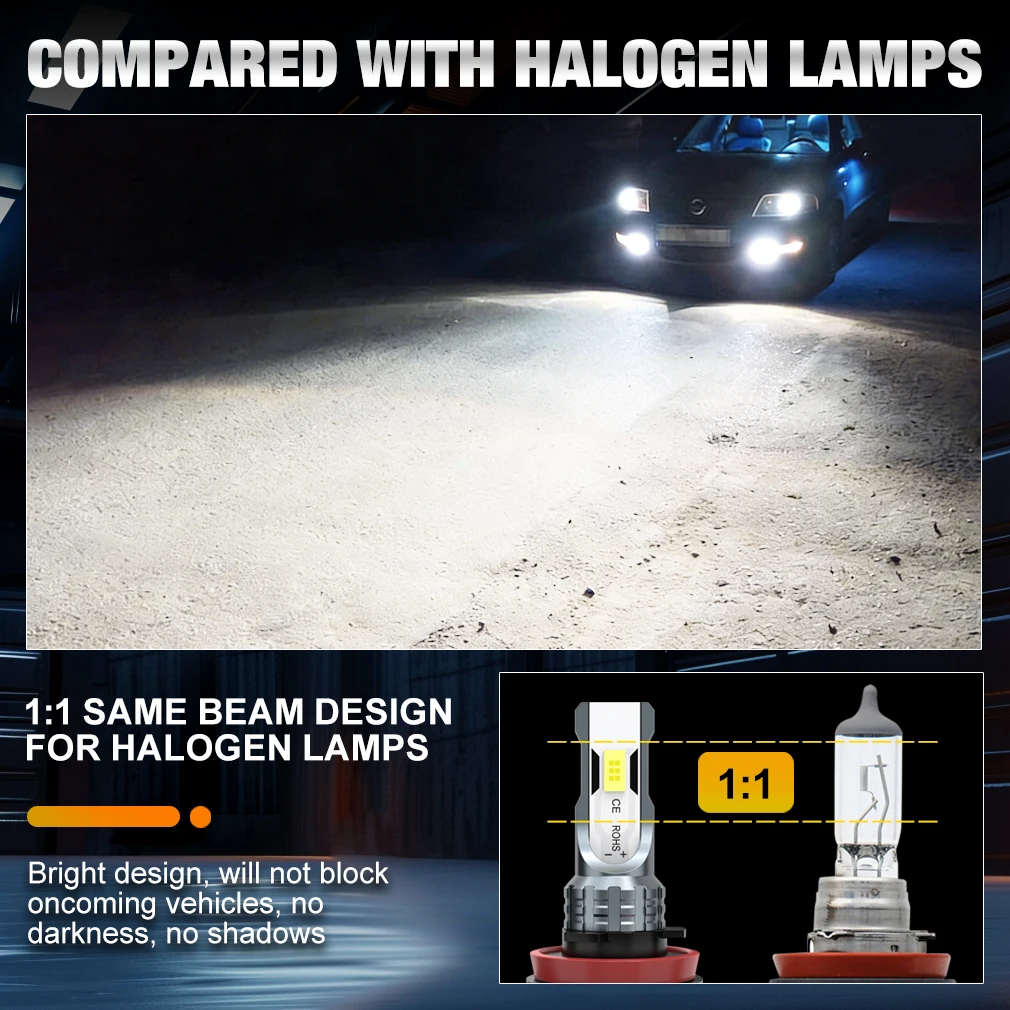 S&D 80W H8 H11 LED 캔버스 9005 9006 안개등 전구 무선 30000LM... - 2