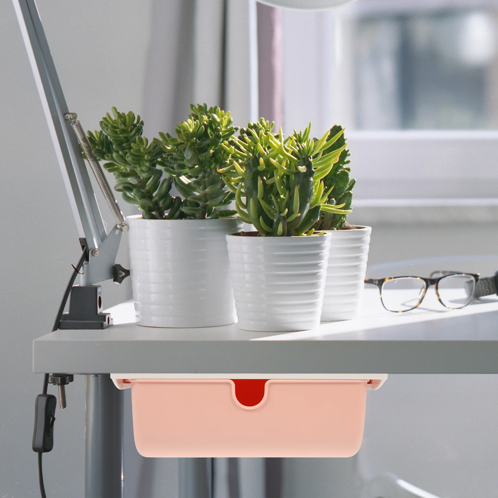

under Desk Storage Box Office Container Drawers Desktop Holder Table Organiser Adhesive Bracket Supply Organizer