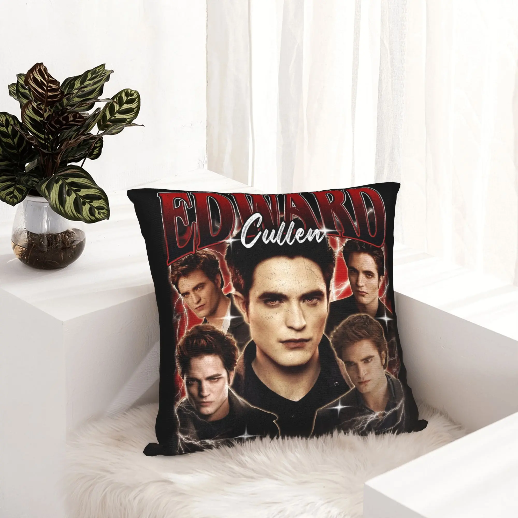 Edward Cullen Vintage 90s Twilight Pillowcase Printed Cushion Cover Decoration  Pillow Case Cover Bedroom Square