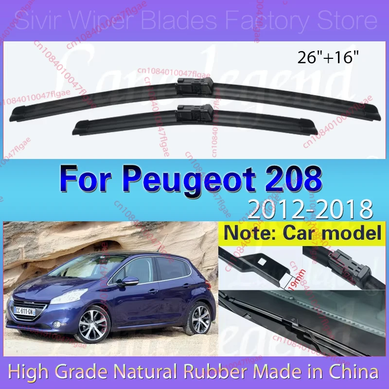 

Car Wiper Blades For Peugeot 208 2012 - 2018 2017 2016 2015 Windshield Windscreen Front Window Blades 26"+16" Car Accessories