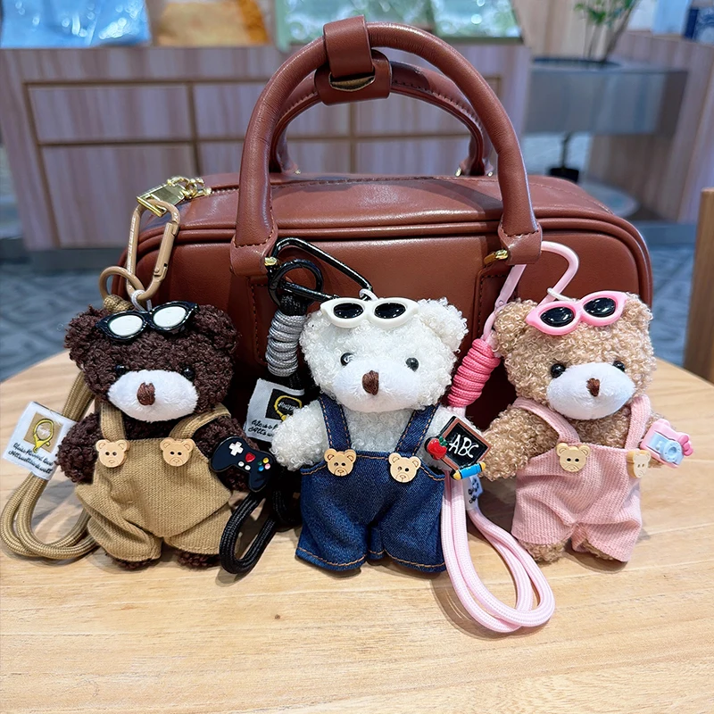 Fashion Couple Waistcoat Bear Keychain Cute and Adorable Plush Bear Bag Accessory Cartoon Car Keychain Gift