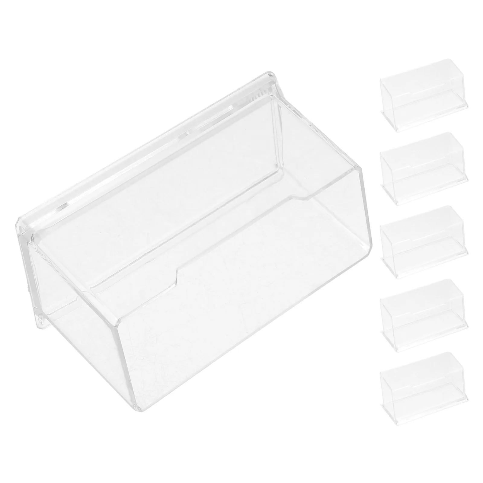

6 Pcs Transparent Acrylic Business Card Holders Display Stand Desk Organizer Clear Storage Case for Cards Office Use