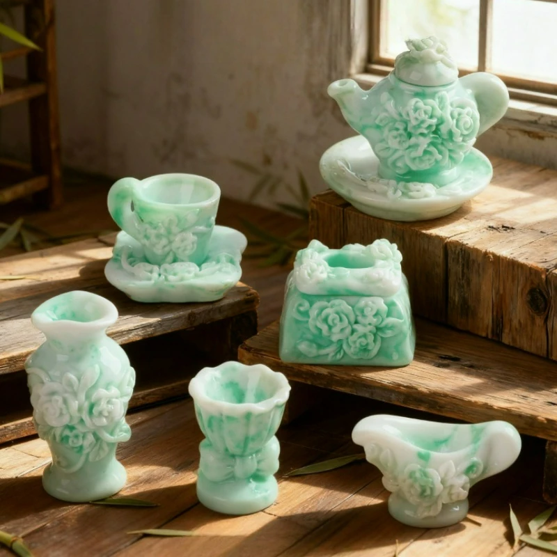 

10/20/30pcs Miniature Resin Tea Set Doll House Miniature Tea Cup Set Tableware Kitchen Dollhouse Teapot Household Decoration