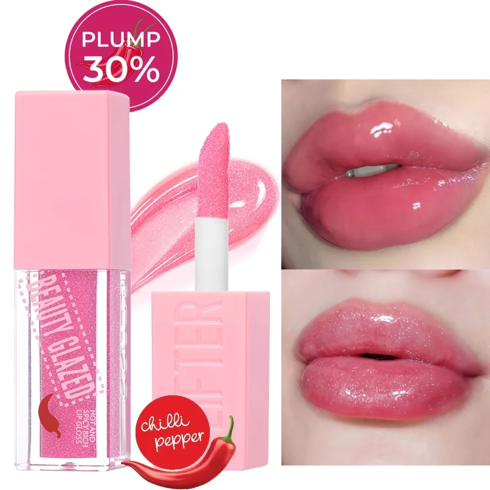 BEAUTY GLAZED Chili Lip Plumper Oil Serum Instant Long Lasting Volumising Essence Oil เซ็กซี่ Lip Balm