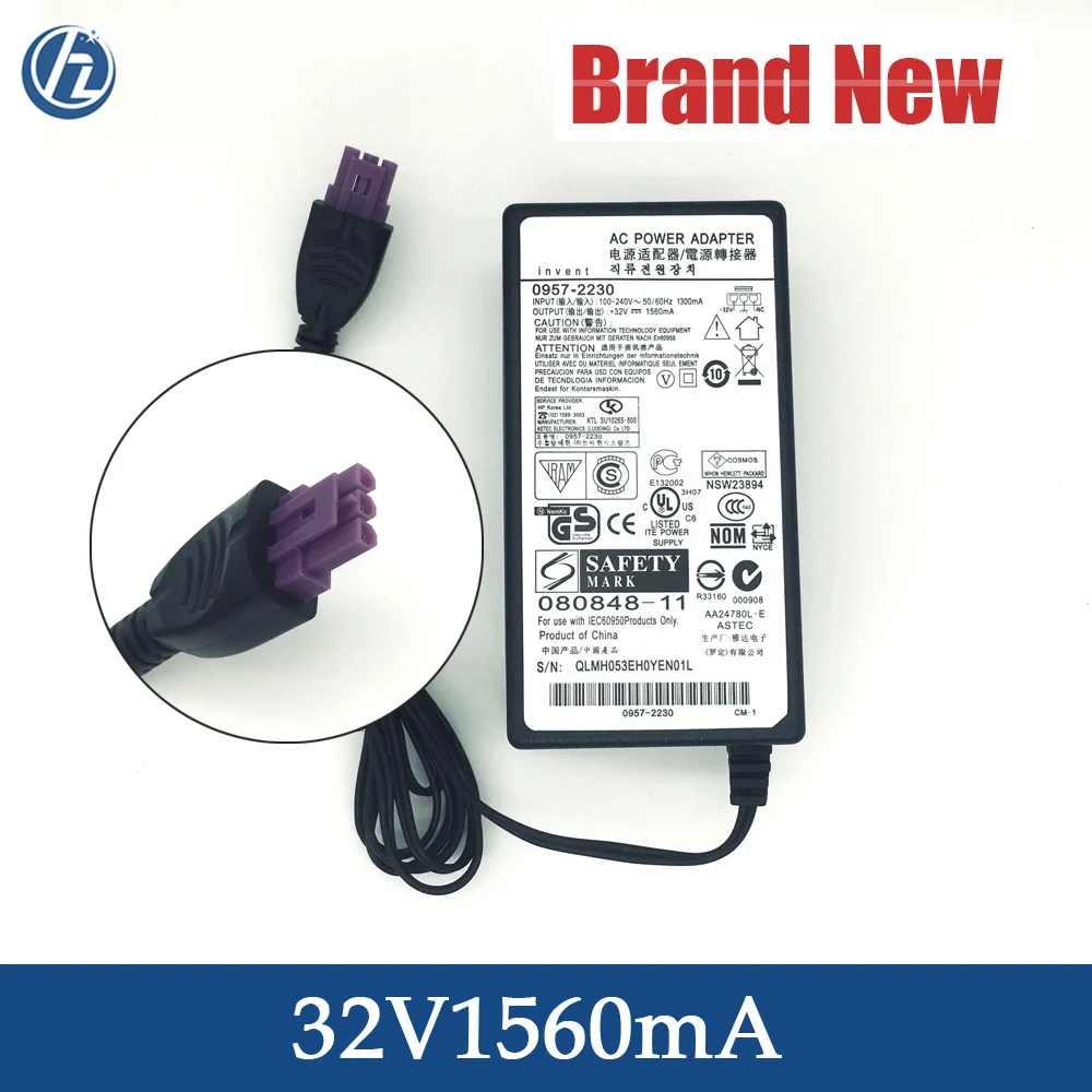 Adaptador de CA para impresora HP Officejet, 32V, 1560mA, 0957-2230, 0957-2105, 0957-2271, 6000, 4500, 6500A, 7500, 7500A, 6500 Plus, e-all-in-one