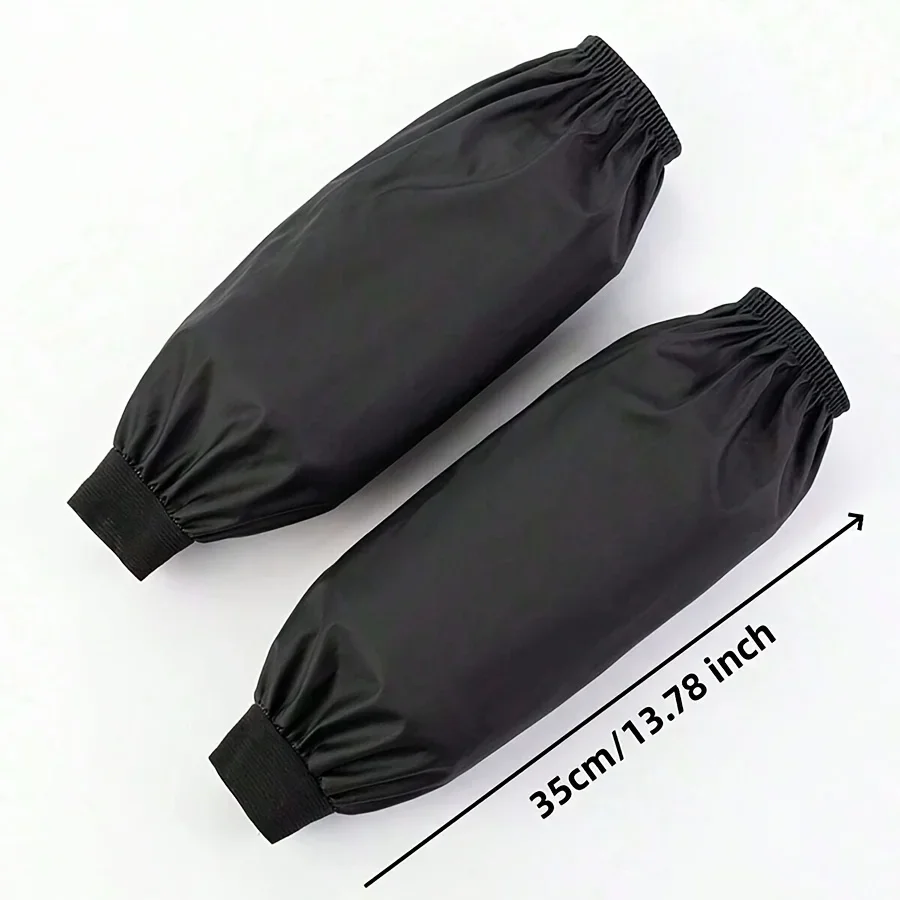 Heavy-Duty Black Faux Leather Arm Sleeves - Waterproof & Oil-Resistant for Kitchen, Occupational Work & Industrial Use