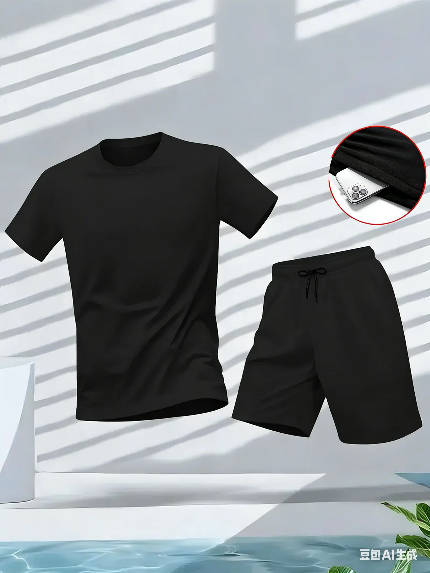 

Summer Men's Solid Color T-Shirt and Shorts Set Casual Athletic Two-Piece Outfits Fashion Streetwear Jogger Suit for Daily Wear