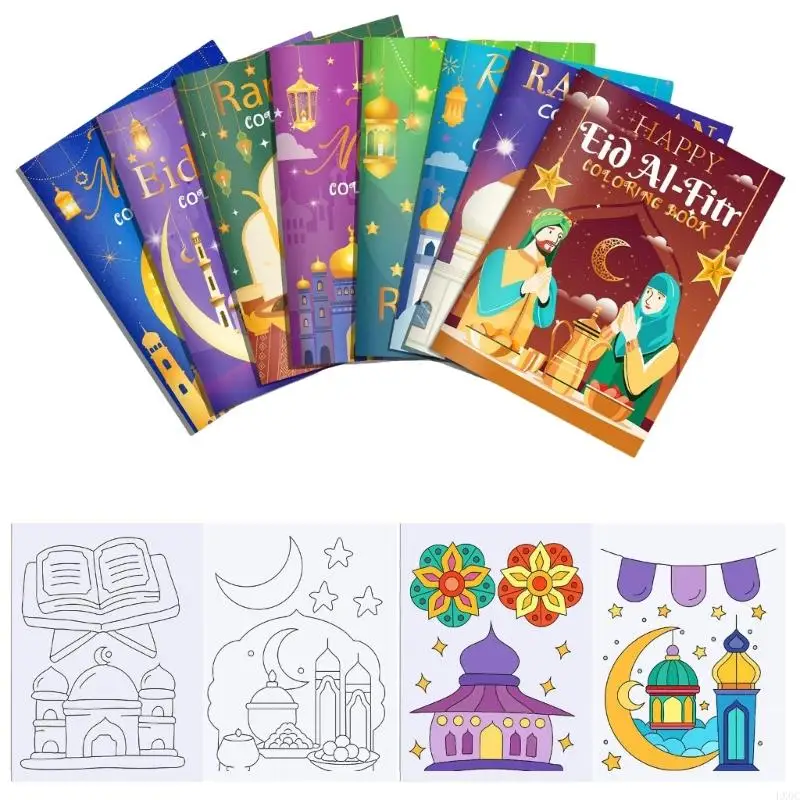 LX0C Mosque Castle Theme DIY Coloring Book Set Of 16 For Children Teens And Adults For Art Classes And Home Fun