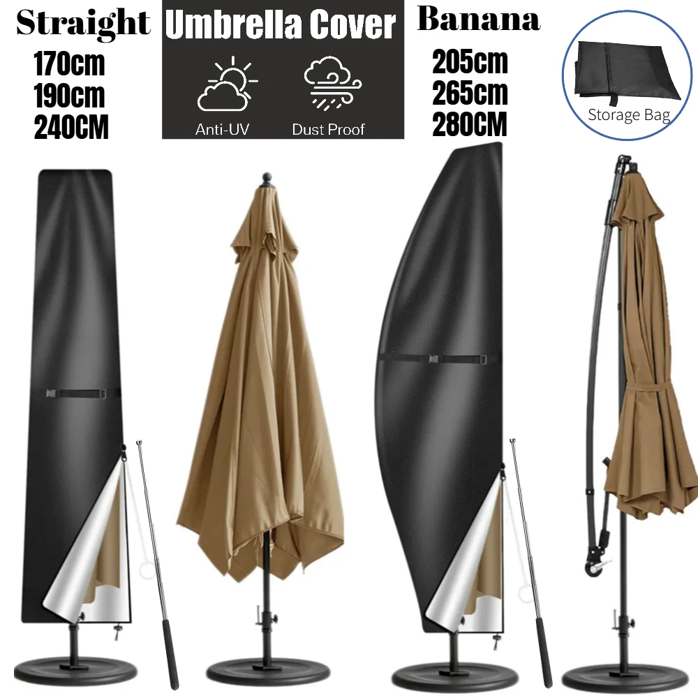 Funda Impermeable para Sombrilla de Patio, Tela Oxford 210D, Fundas para Sombrillas de Jardín con Bolsa de Almacenamiento con Cremallera para Varillas